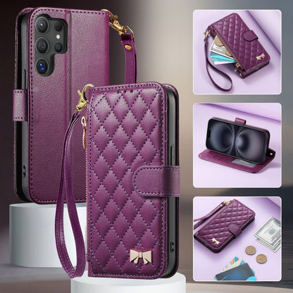 Diamond-shaped zipper Samsung phone case