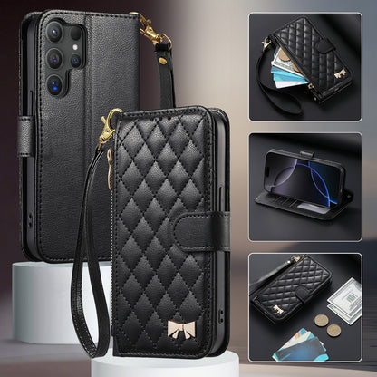 Diamond-shaped zipper Samsung phone case