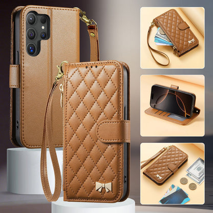 Diamond-shaped zipper Samsung phone case